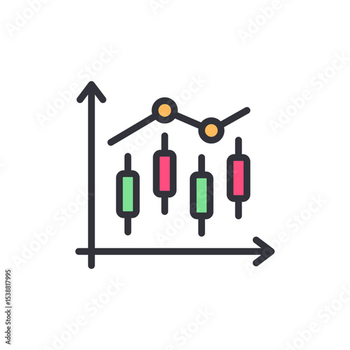 Stylized Candlestick Chart Illustrating Financial Market Fluctuations