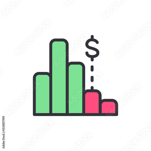 Illustrated Graph Showing Decreasing Financial Trends And Recession Indicators