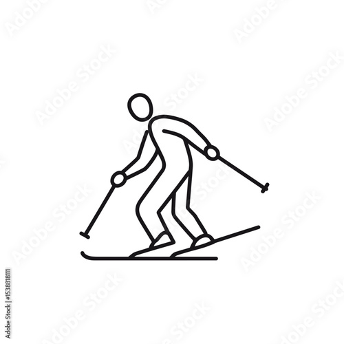 Minimal skier descends snowy mountain slope actively