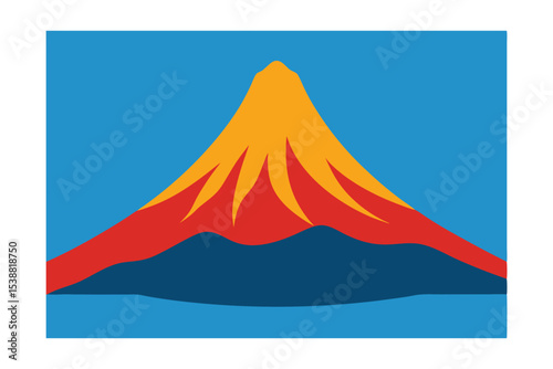 Majestic Mountain Peak A Vibrant Illustration of Volcanic Landscape