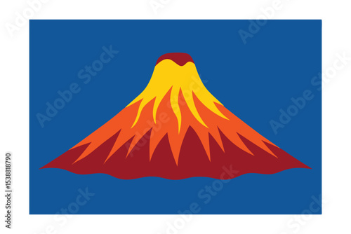 Volcano Eruption Fiery Mountain Landscape Illustration