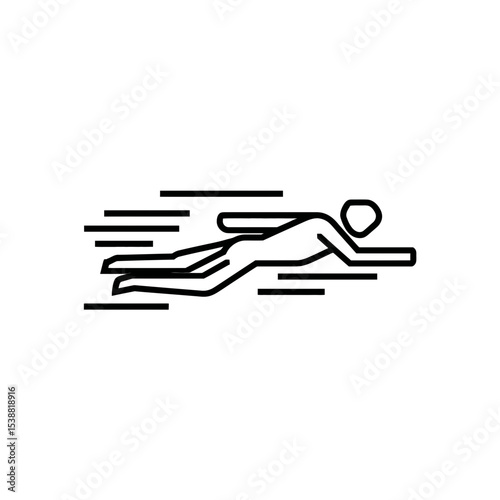 Swimmer silhouette propels forward fast in water motion graphic