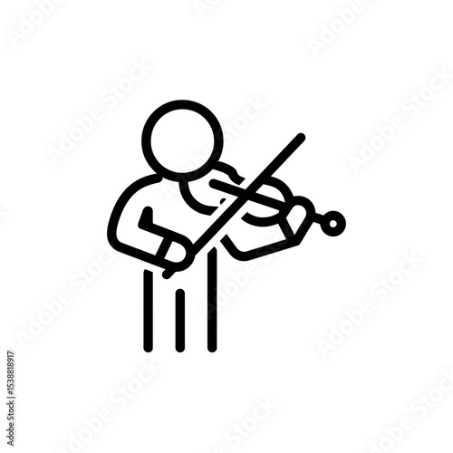 Minimalist musician plays violin standing simple design