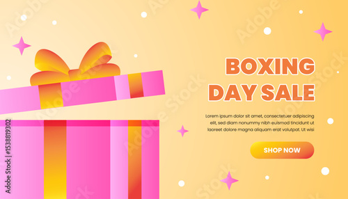Boxing Day Sale banner template gift box illustration