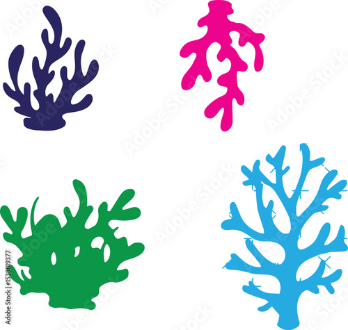 coral reef action silhouette vector design unique