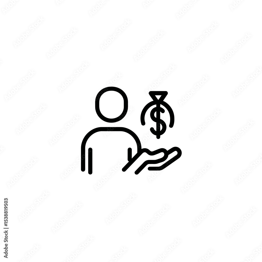 Obraz premium Person receives sack money financial growth isolated backdrop