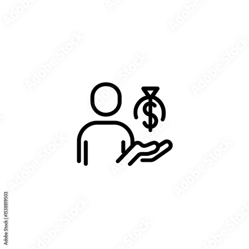 Person receives sack money financial growth isolated backdrop