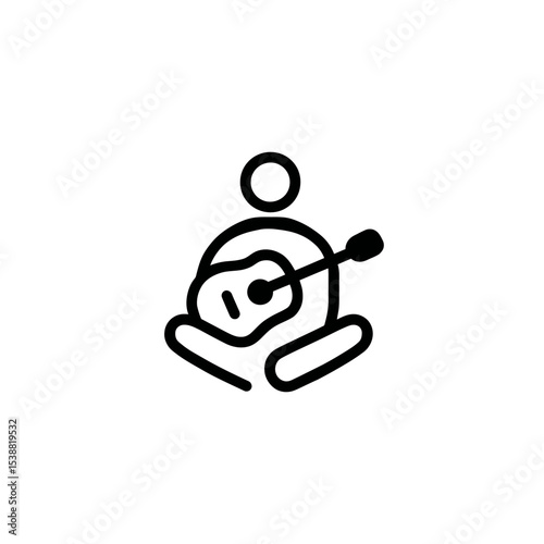Person strums acoustic guitar musical performance simple style icon