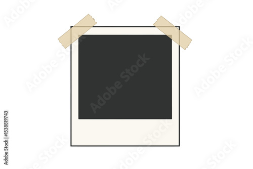 Blank photo frame taped on the wall waiting for a picture in a cozy room at sunset