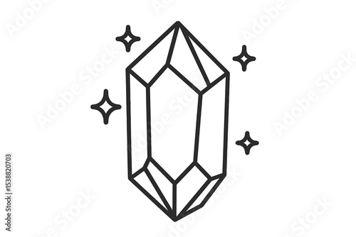 Sparkling crystal with geometric facets radiates energy and beauty in a simple design