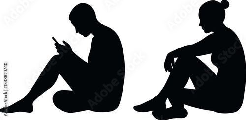 Casual Silhouettes: Sitting, Phone Use & Relaxation