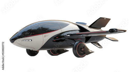 Compact air taxi vehicle, futuristic design, Transparent background, PNG file