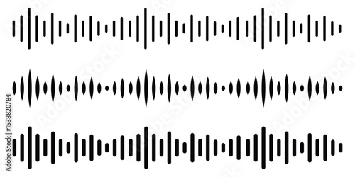 Voice and Audio Message Icons Set – Sound Waves, Chat Bubbles, and Recording Symbols, Vector illustration.