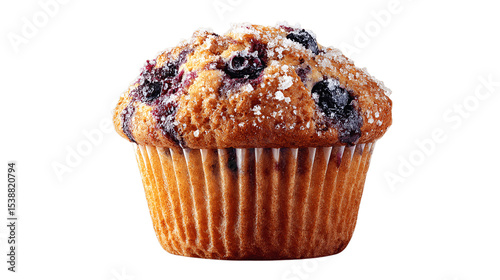 A retro blueberry muffin, white background --ar 16:9