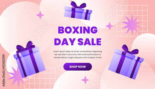 Boxing Day Sale Promotion with Gift Boxes and Stars