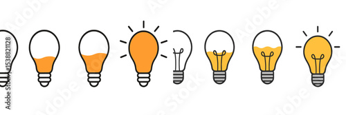 Colorful light bulbs representing different levels of brightness and creativity in an artistic display at a workshop