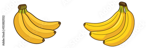 Bunches of vibrant yellow bananas arranged side by side on a plain background