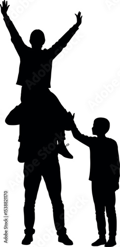 Father and Sons Silhouette: Shoulders, Celebration, Family