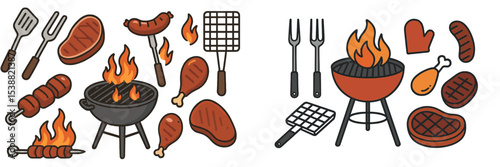 Enjoying a summer barbecue with friends while grilling meats and savoring delicious flavors outdoors