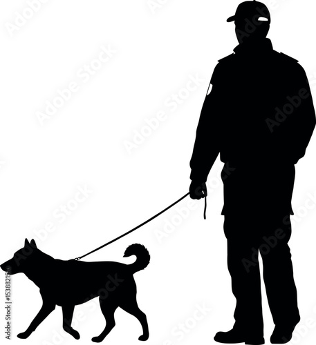 Man Walking Dog Silhouette: Pet Companion Outdoors