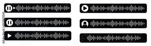 Voice and Audio Message Icons Set – Sound Waves, Chat Bubbles, and Recording Symbols, Vector illustration.