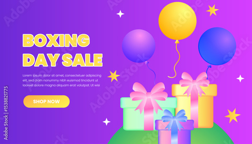 Boxing Day Sale Promotion with Gifts and Balloons