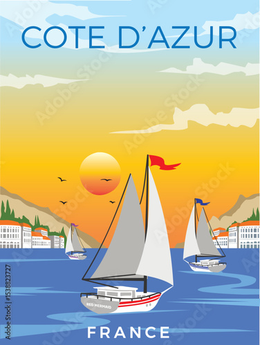 sailing boats on the sea of french riviera