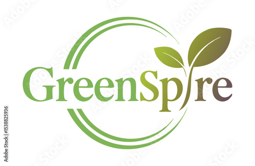 Greenspire Logo with Two Leaves, Representing Sustainability