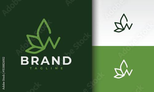 letter W marijuana leaf logo