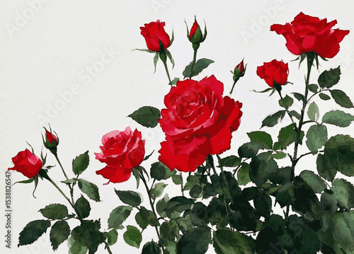 Fugitive Petals Red roses isolated watercolor vector illustration svg