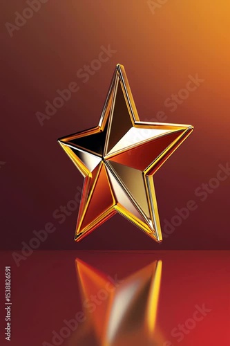 Shiny Metallic Star with Reflection