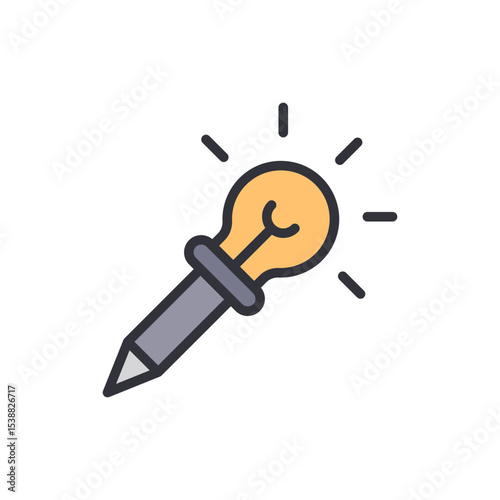 Innovative Idea Concept Combining Light Bulb And Pencil Illustration