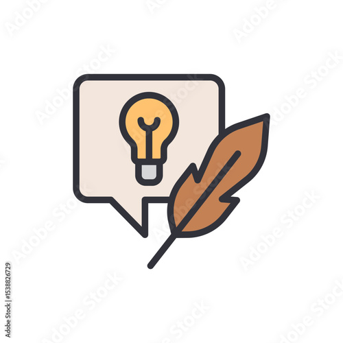 Inspiring Idea With Speech Bubble And Quill Pen Icon Illustration