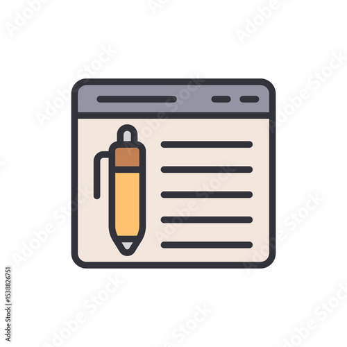 Online Writing Concept With A Pen On A Digital Interface With Text
