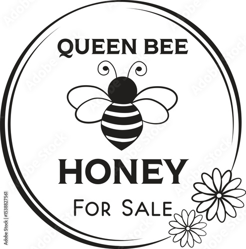 Honey Bee For Sale Logo, Vector Illustration 
