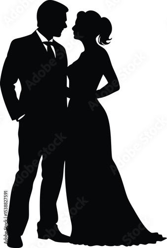 Romantic Couple Silhouette Vector illustration