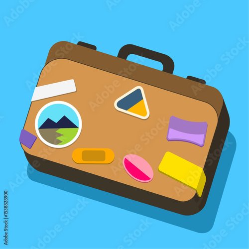 suitcase with travel icons