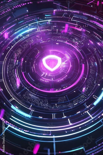 Futuristic Digital Abstract Design with Neon Elements