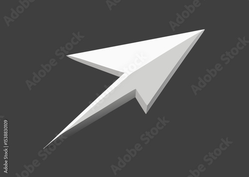 Modern white 3d arrow pointing upwards
