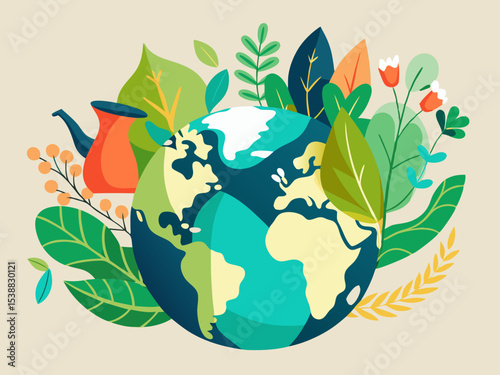 Earth day illustration green planet environment