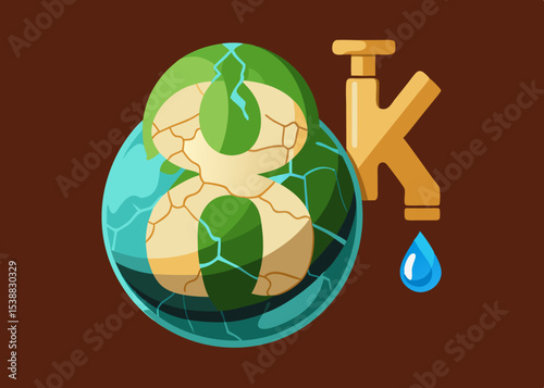 Water crisis earth drought global warming concept