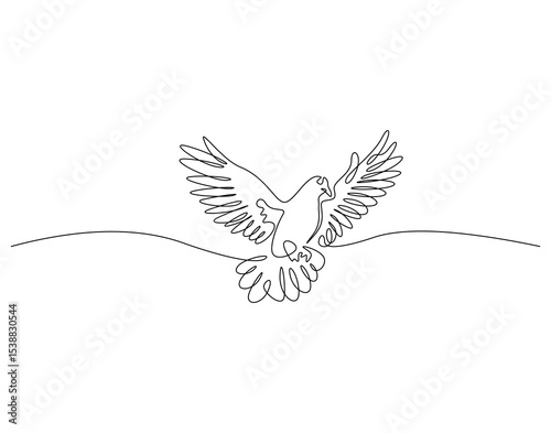 Continuous one line drawing of dove. One line drawing illustration of dove bird. Peace bird and freedom concept single line. Editable outline