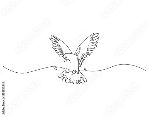Continuous one line drawing of dove. One line drawing illustration of dove bird. Peace bird and freedom concept single line. Editable outline