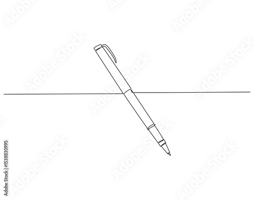 Continuous one line drawing of pen. One line drawing illustration of ballpoint. Marker, school tool concept single line. Editable outline
