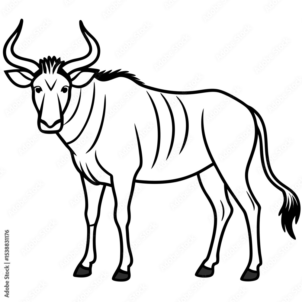 Obraz premium Wildebeest Profile Minimal Linework