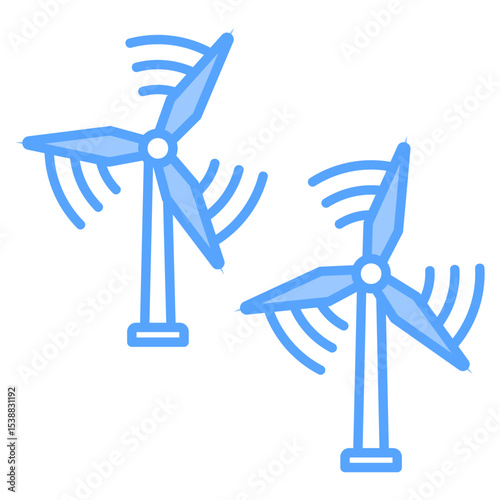 Wind Turbine Blue Icon