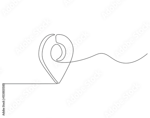 Continuous one line drawing of location pin. One line drawing illustration of GPS pin marker. Navigation and direction concept single line. Editable outline