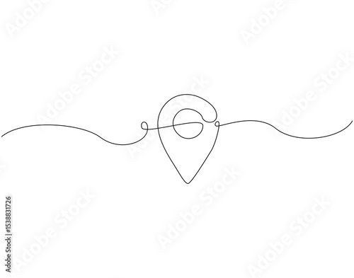 Continuous one line drawing of location pin. One line drawing illustration of GPS pin marker. Navigation and direction concept single line. Editable outline