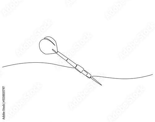 Continuous one line drawing of darts. One line drawing illustration of darts. Business target, bullseye concept single line. Editable outline