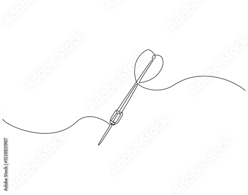 Continuous one line drawing of darts. One line drawing illustration of darts. Business target, bullseye concept single line. Editable outline